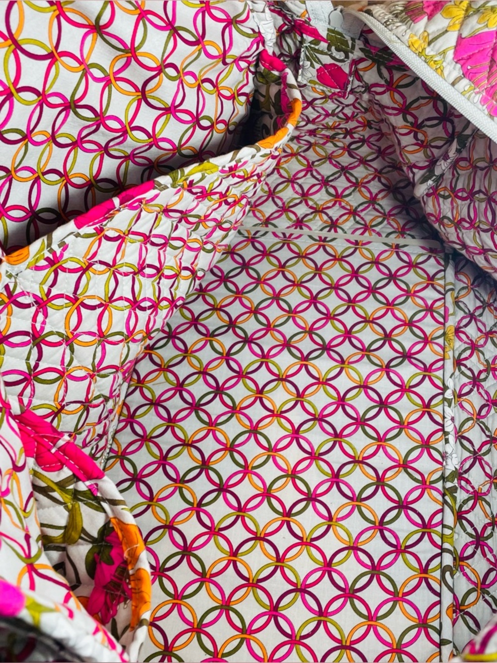 Vera Bradley Floral Lilli Bell Quilted Weekender Duffel in Pink, Orange & Cream - Picture 8 of 10